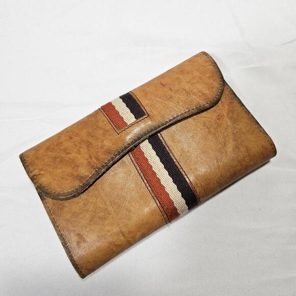Vintage Brown leather and canvas Wallet With A Unique Look. Handmade? - Picture 1 of 7